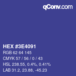 Color code: HEX #3E4091 | qconv.com