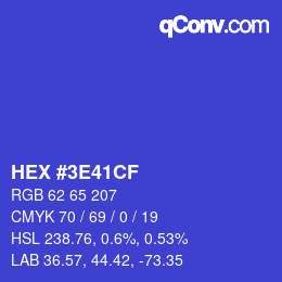 カラーコード: HEX #3E41CF | qconv.com