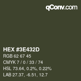 Farbcode: HEX #3E432D | qconv.com