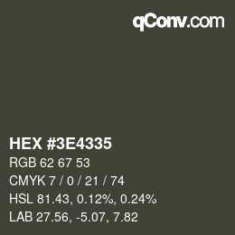 Color code: HEX #3E4335 | qconv.com