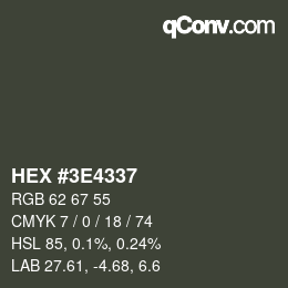 Color code: HEX #3E4337 | qconv.com