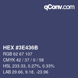 Color code: HEX #3E436B | qconv.com