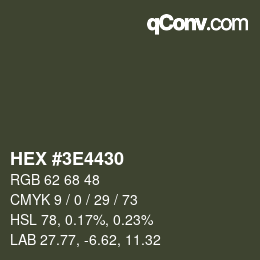 Color code: HEX #3E4430 | qconv.com
