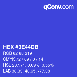 Color code: HEX #3E44DB | qconv.com