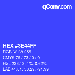 Color code: HEX #3E44FF | qconv.com