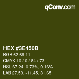 Color code: HEX #3E450B | qconv.com