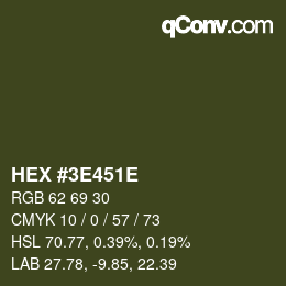 Color code: HEX #3E451E | qconv.com