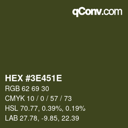 Color code: HEX #3E451E | qconv.com