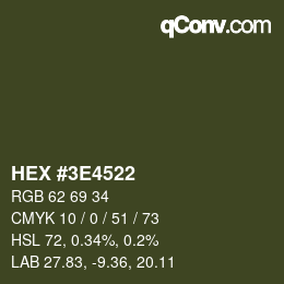 Color code: HEX #3E4522 | qconv.com