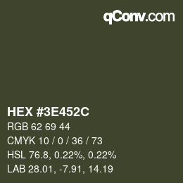Color code: HEX #3E452C | qconv.com