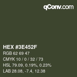 Color code: HEX #3E452F | qconv.com
