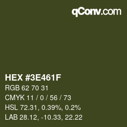 Color code: HEX #3E461F | qconv.com