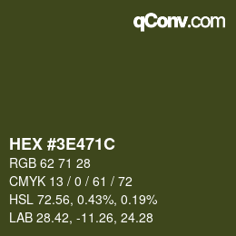 Farbcode: HEX #3E471C | qconv.com