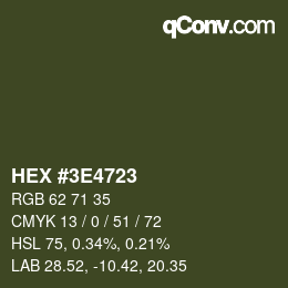 Color code: HEX #3E4723 | qconv.com