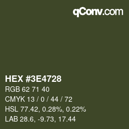 Color code: HEX #3E4728 | qconv.com