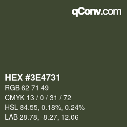 Color code: HEX #3E4731 | qconv.com
