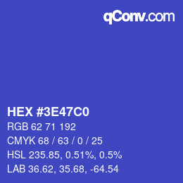 Farbcode: HEX #3E47C0 | qconv.com
