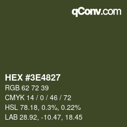 Color code: HEX #3E4827 | qconv.com