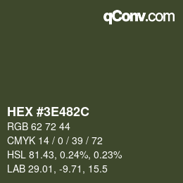 Color code: HEX #3E482C | qconv.com