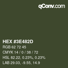 Color code: HEX #3E482D | qconv.com