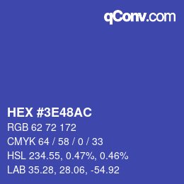 Color code: HEX #3E48AC | qconv.com