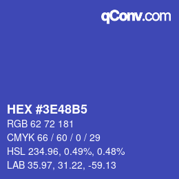 カラーコード: HEX #3E48B5 | qconv.com