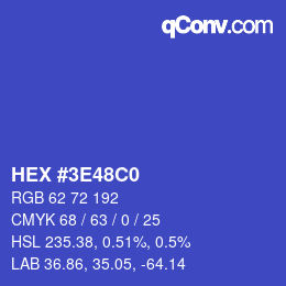 Code couleur: HEX #3E48C0 | qconv.com