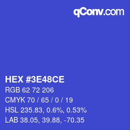 Color code: HEX #3E48CE | qconv.com