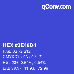 カラーコード: HEX #3E48D4 | qconv.com