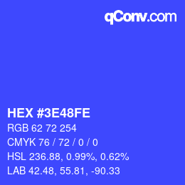 カラーコード: HEX #3E48FE | qconv.com