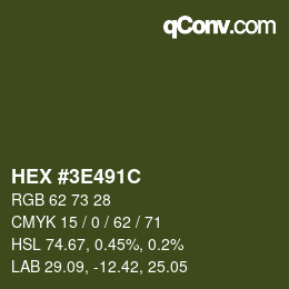 Color code: HEX #3E491C | qconv.com