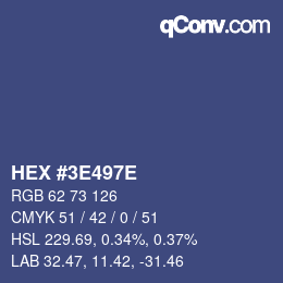 Color code: HEX #3E497E | qconv.com