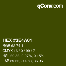 Color code: HEX #3E4A01 | qconv.com