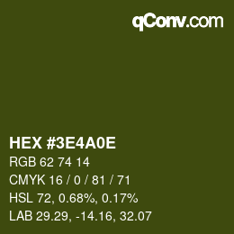 Color code: HEX #3E4A0E | qconv.com