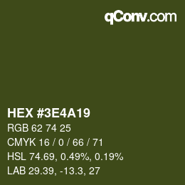 Color code: HEX #3E4A19 | qconv.com
