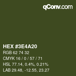 Color code: HEX #3E4A20 | qconv.com