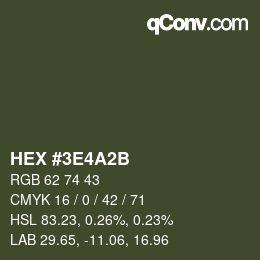 カラーコード: HEX #3E4A2B | qconv.com