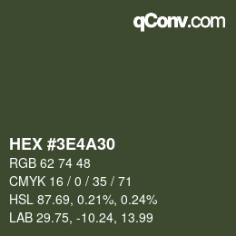 Color code: HEX #3E4A30 | qconv.com