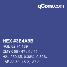 カラーコード: HEX #3E4A8B | qconv.com