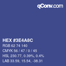 Farbcode: HEX #3E4A8C | qconv.com