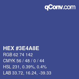 颜色代码: HEX #3E4A8E | qconv.com