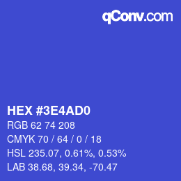 Color code: HEX #3E4AD0 | qconv.com