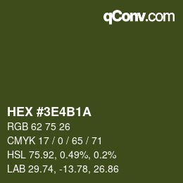 Color code: HEX #3E4B1A | qconv.com