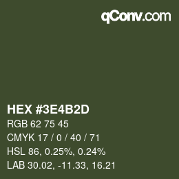 Color code: HEX #3E4B2D | qconv.com