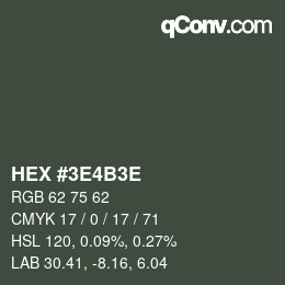 Code couleur: HEX #3E4B3E | qconv.com