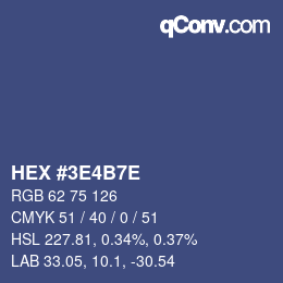 Farbcode: HEX #3E4B7E | qconv.com