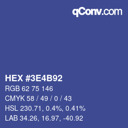 Color code: HEX #3E4B92 | qconv.com