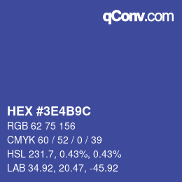 Farbcode: HEX #3E4B9C | qconv.com