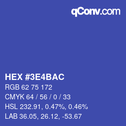 Color code: HEX #3E4BAC | qconv.com