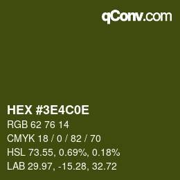 Farbcode: HEX #3E4C0E | qconv.com